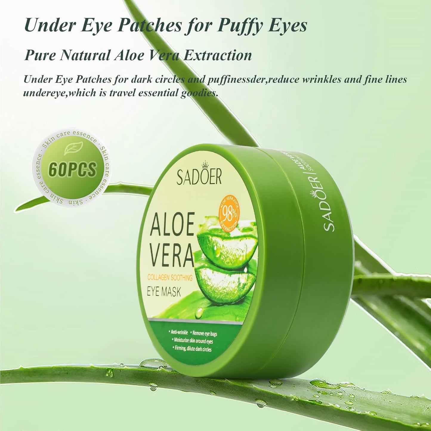 60pcs Aloe Vera Collagen Eye Mask Anti Dark Circles Eyes Bags Moisturizing Anti-Wrinkles