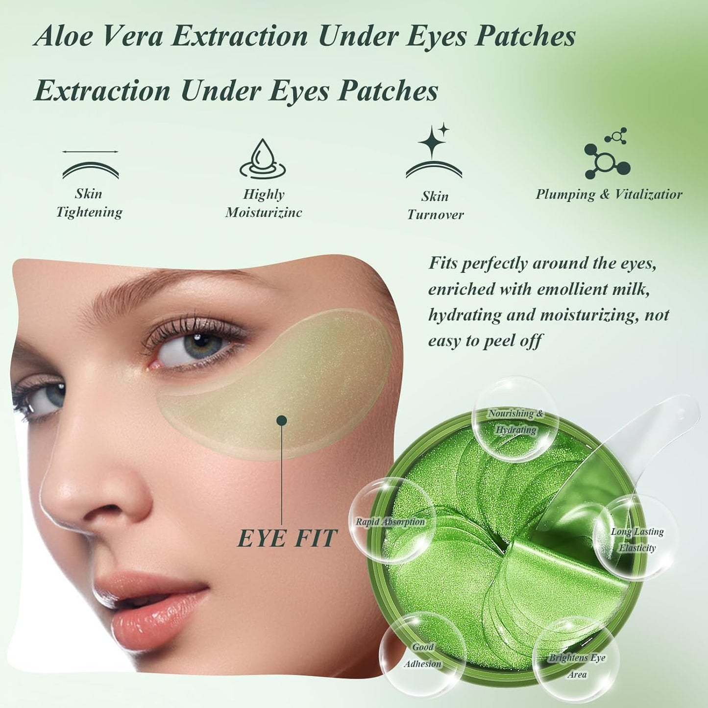60pcs Aloe Vera Collagen Eye Mask Anti Dark Circles Eyes Bags Moisturizing Anti-Wrinkles
