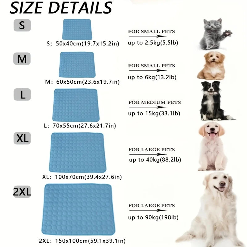 Pet Cooling Mat – Summer Ice Pad for Dogs & Cats (All Sizes)