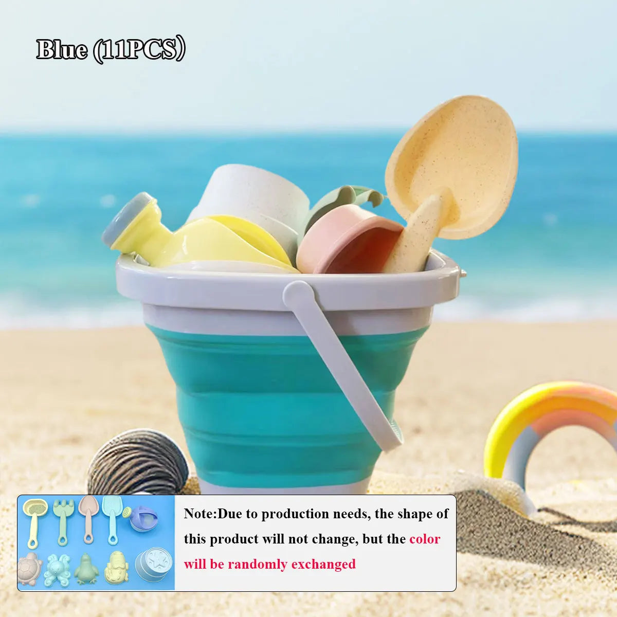 Beach Sand Play Water Set Folding Bucket Summer Toys for Children Kids Outdoor Game Sandbox Accessories Color Random