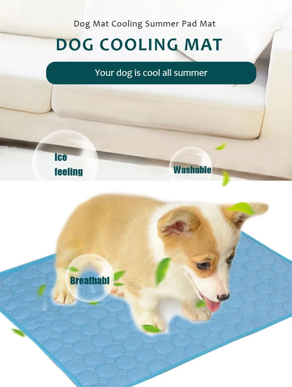 Pet Cooling Mat – Summer Ice Pad for Dogs & Cats (All Sizes)