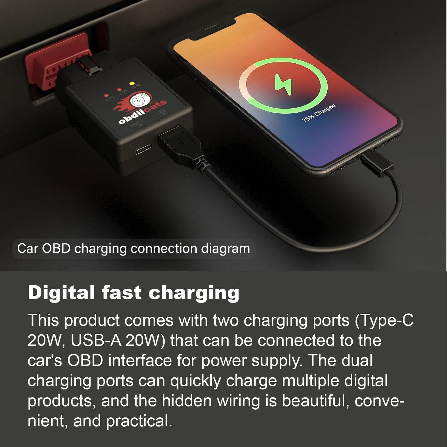 2-in-1 OBD Fuel Saver & Fast Charger – Chip Tuning for Gas & Diesel Cars
