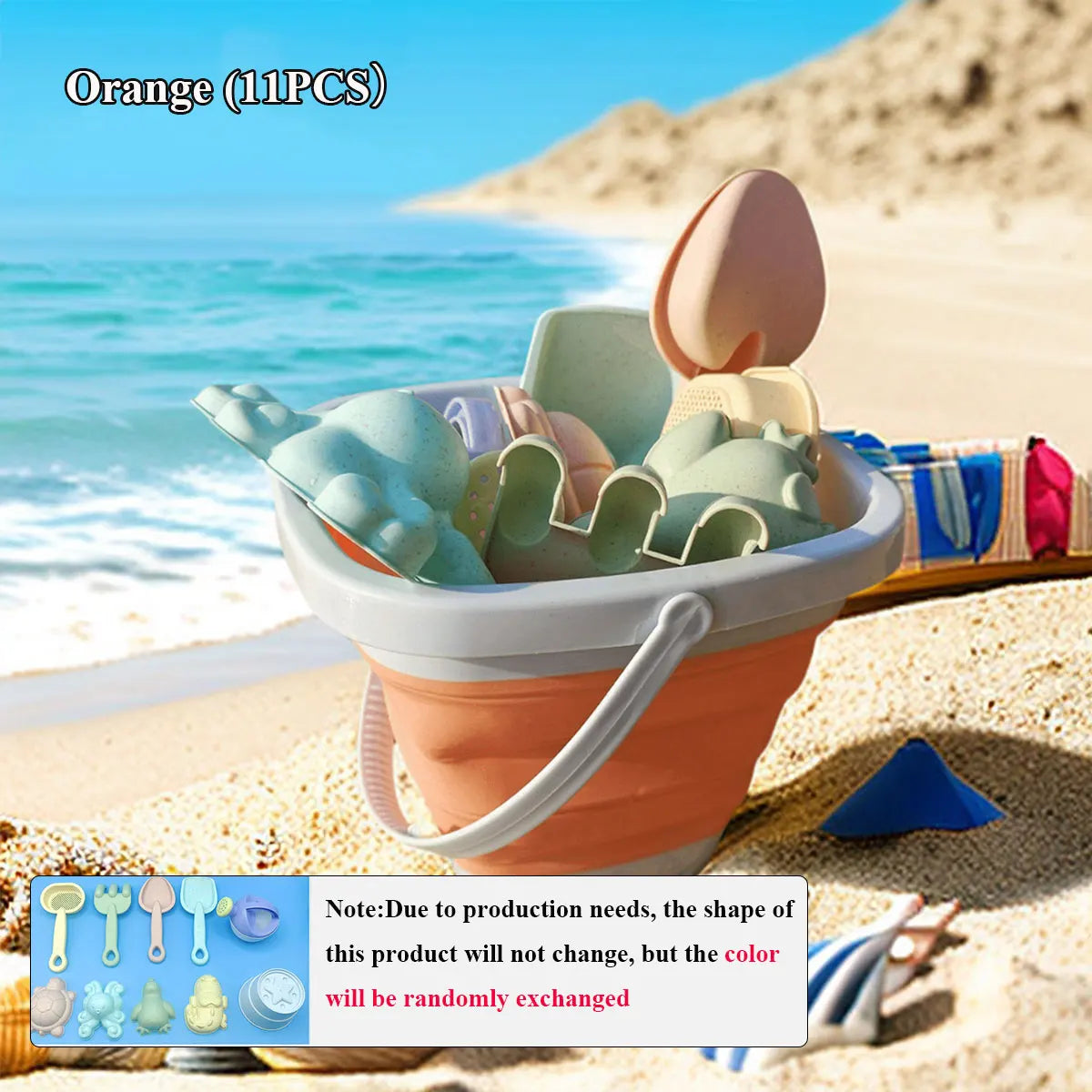 Beach Sand Play Water Set Folding Bucket Summer Toys for Children Kids Outdoor Game Sandbox Accessories Color Random