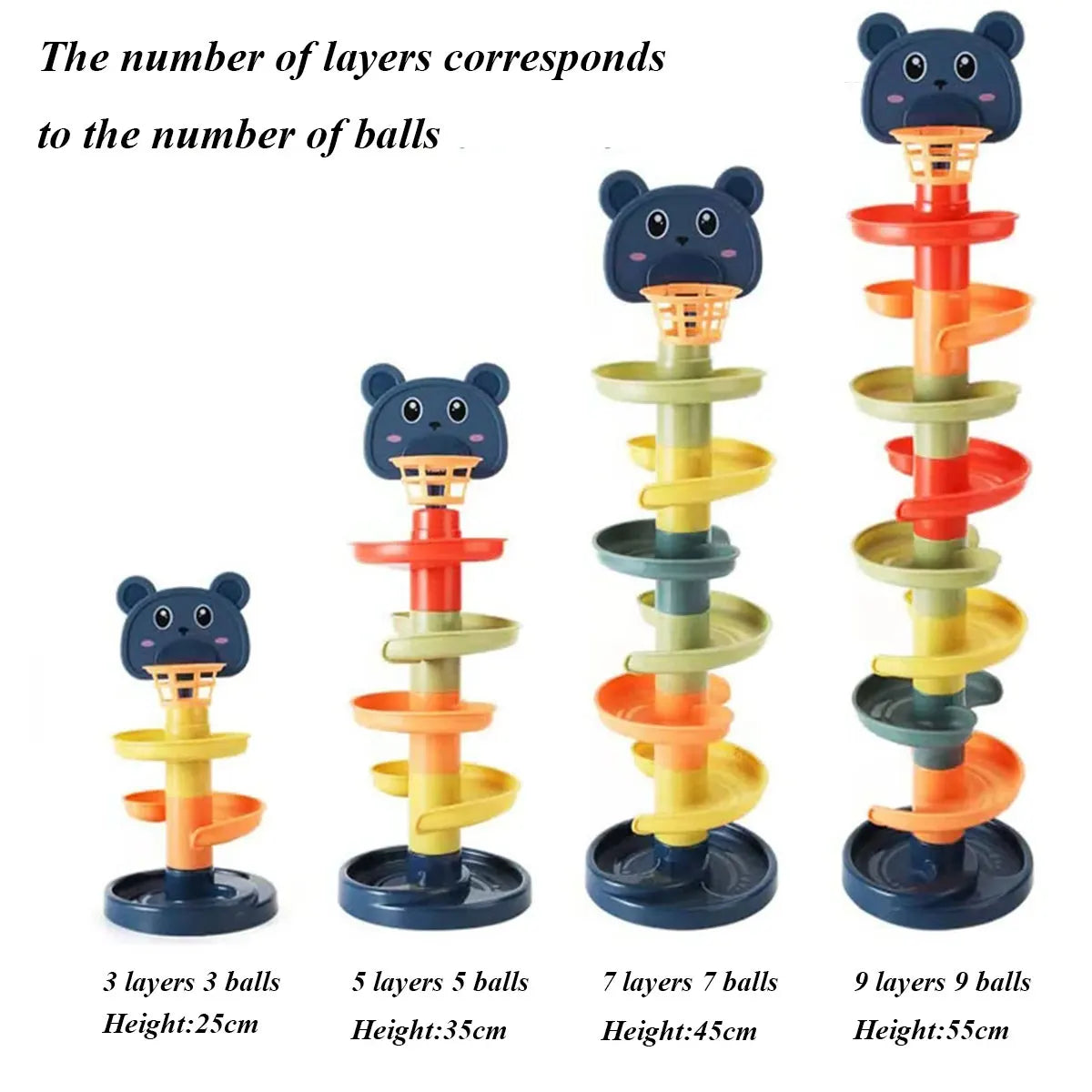 Layers Baby Track Rolling Ball Toy Early Educational Puzzle Toy for Children Montessori Sliding Track Tower Kids Gift