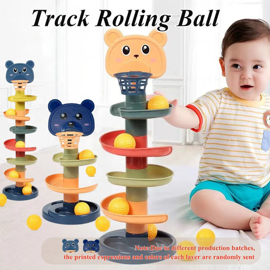 Layers Baby Track Rolling Ball Toy Early Educational Puzzle Toy for Children Montessori Sliding Track Tower Kids Gift