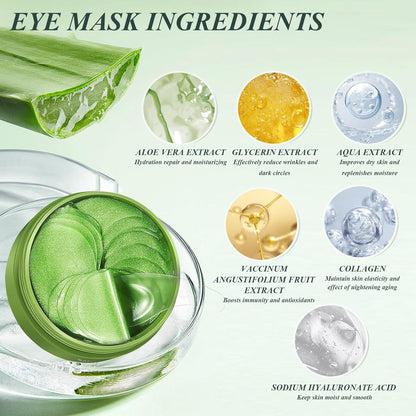 60pcs Aloe Vera Collagen Eye Mask Anti Dark Circles Eyes Bags Moisturizing Anti-Wrinkles