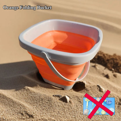 Beach Sand Play Water Set Folding Bucket Summer Toys for Children Kids Outdoor Game Sandbox Accessories Color Random