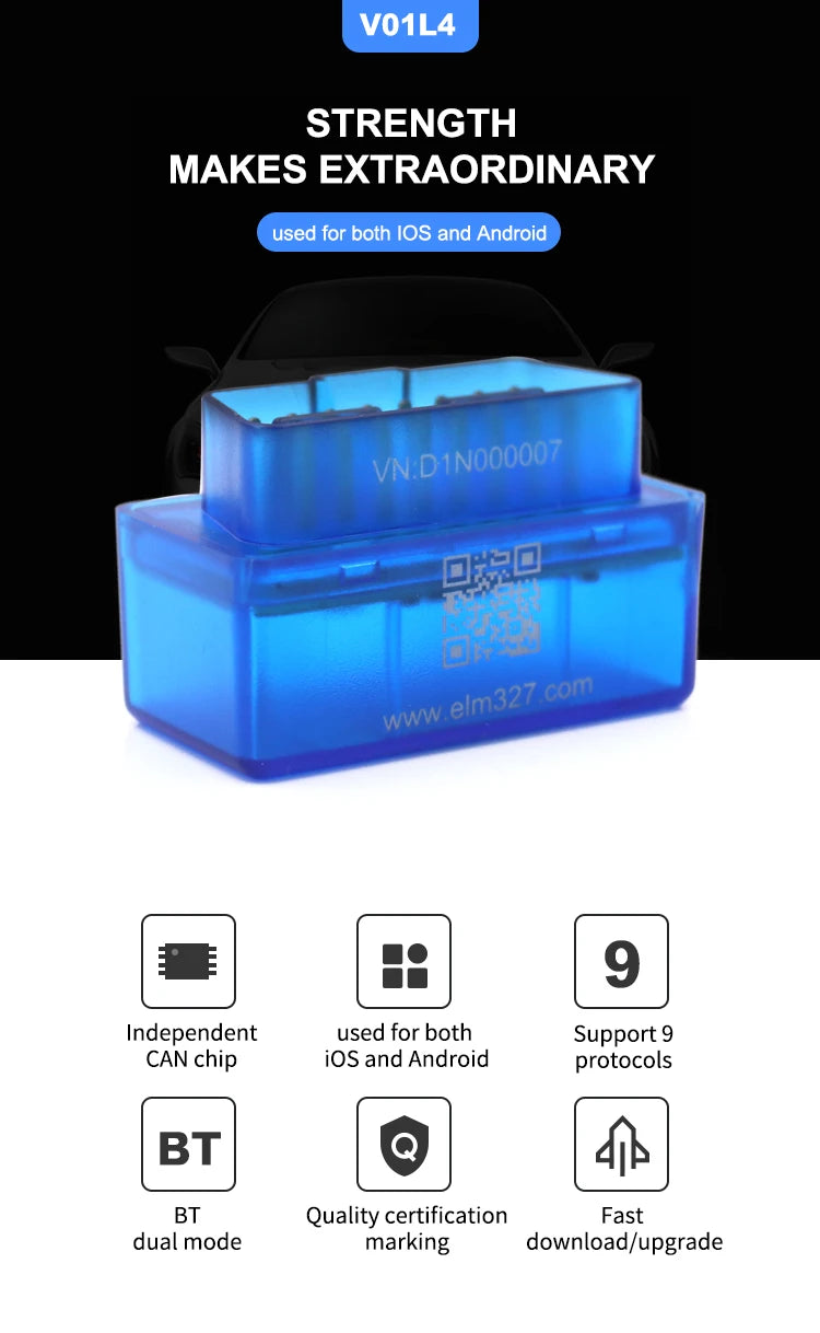 ELM327 Bluetooth Car Diagnostic Scanner – V2.1 OBD2 Tool