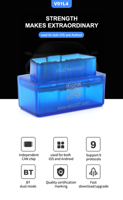 ELM327 Bluetooth Car Diagnostic Scanner – V2.1 OBD2 Tool