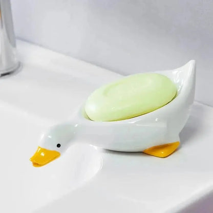 Soap Tray Self-draining Soap Rack Cute Duck-shaped Creative Rack for Shower Bathroom Kitchen Tub Sink Tray Bracket Bathroom